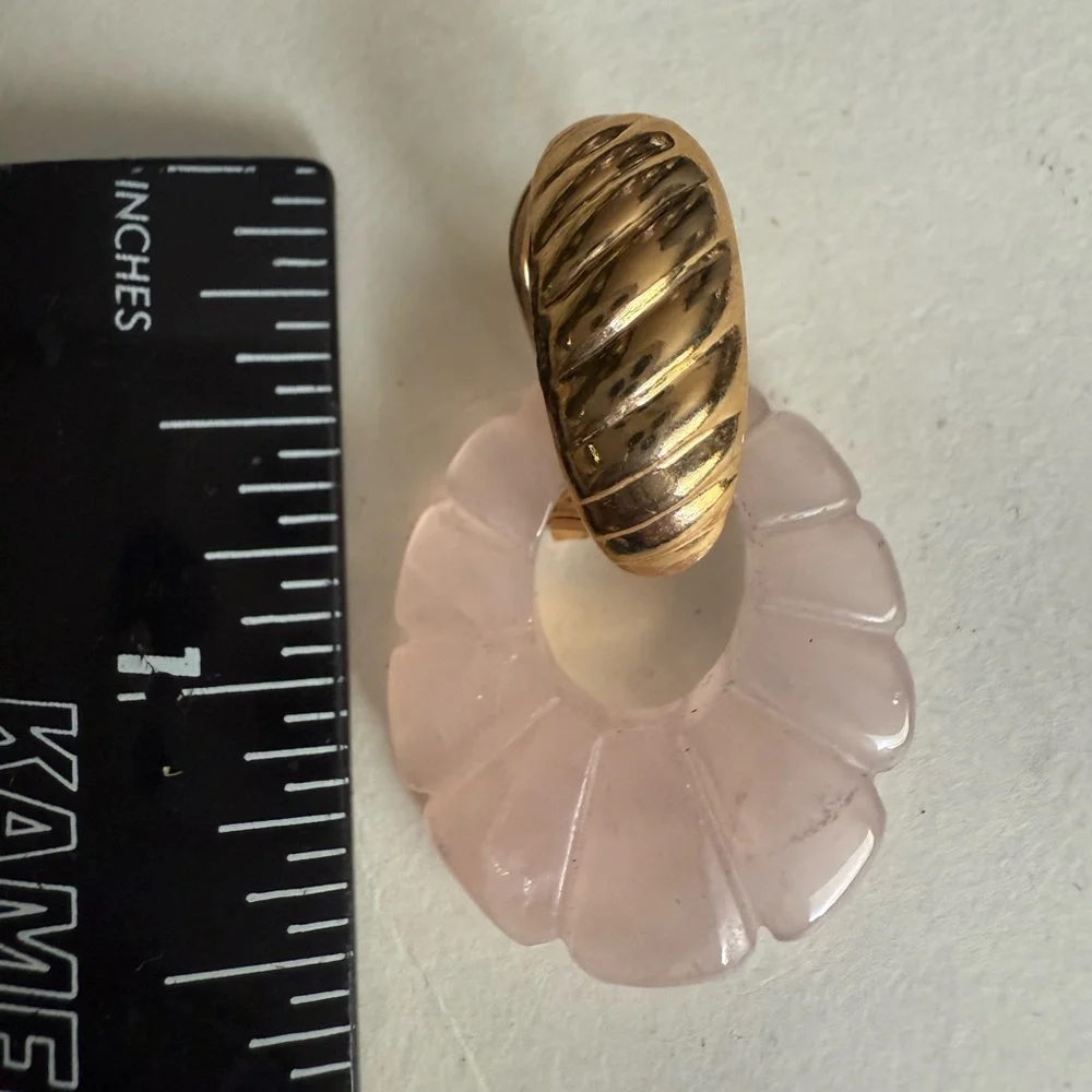 Gold and Pink Rose Quartz Convertible Earrings - Picture 4 of 11